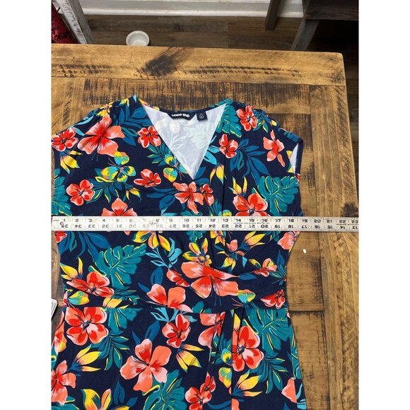 Lands end size large women’s maxi dress cap sleeve tropical floral print vneck g - Picture 8 of 10